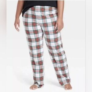 3X Multicolor Fleece Plaid Elastic Waist Pajama Bottoms EUC